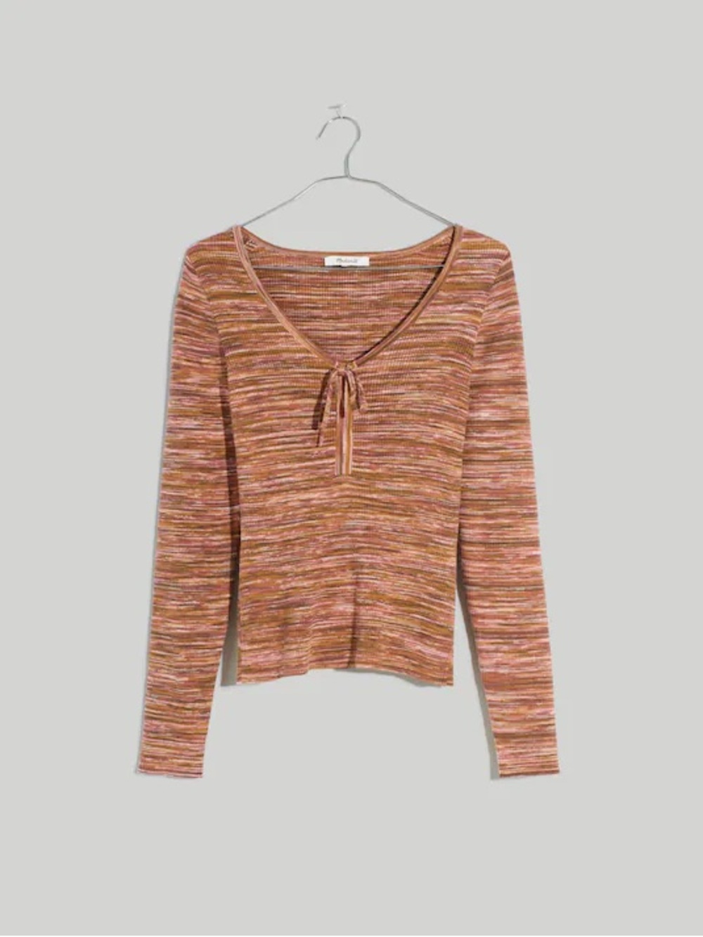 Space-Dyed V-Neck Cinched Sweater